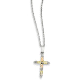 Sterling Silver 12K Cross Necklace with Polished Finish 18 Chain